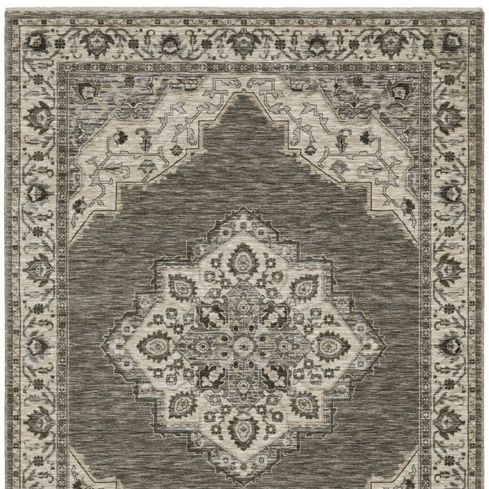 13' X 10' Medallion Area Rug With Fringe - Gray And Beige