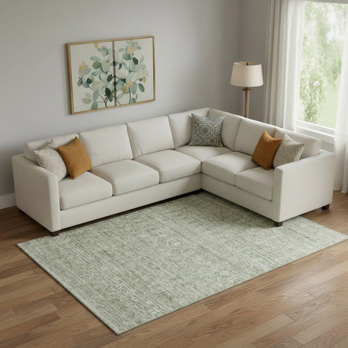 10' X 14' Striped Washable Area Rug With UV Protection (699975) - Sage / Beige