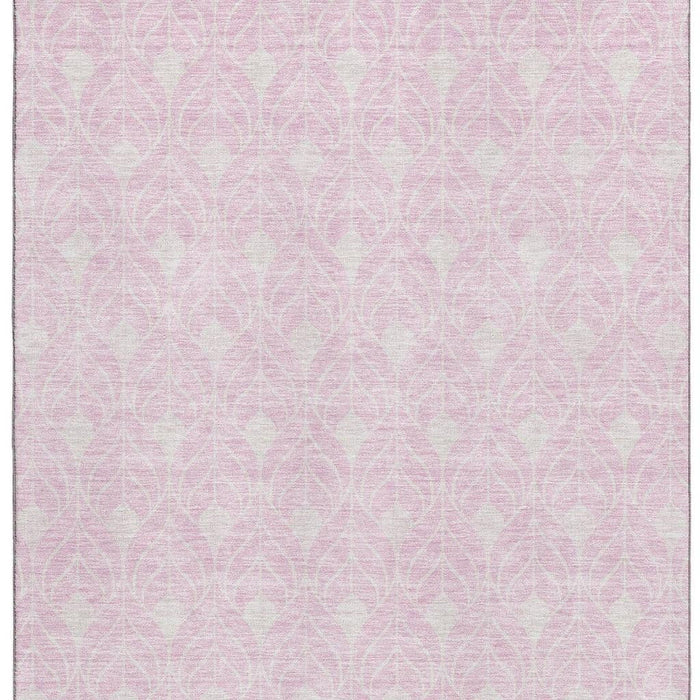 10' X 14' Geometric Washable Area Rug With UV Protection (673741) - Pink / Ivory