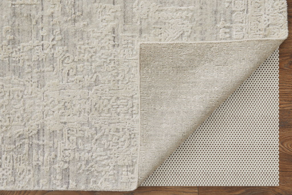 3' x 5' Abstract Hand Woven Worn Faded Area Rug - Ivory