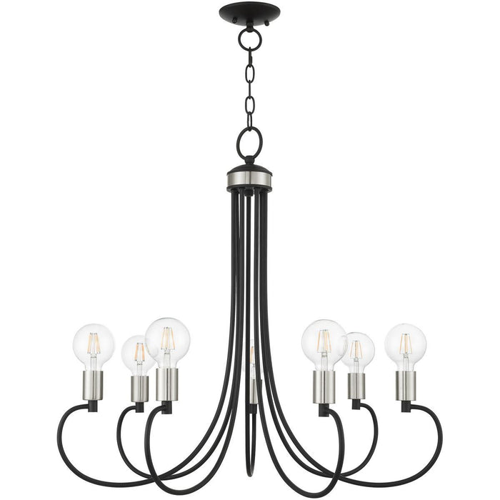 28" Seven Light Dimmable Chandelier With Shades - Black