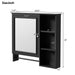 Giga wall-mounted bathroom medicine cabinet with large mirror door, adjustable shelves, and three open storage levels.