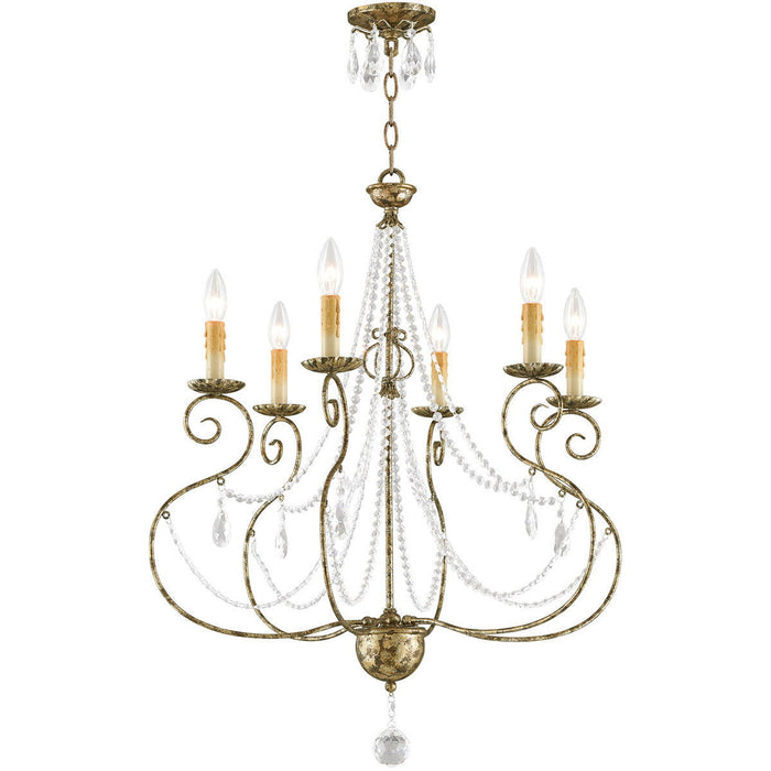 33'' Six Light Dimmable Chandelier With Shades - Bronze