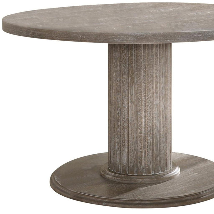 47" Wood Pedestal Base Round Top Dining Table - Gray