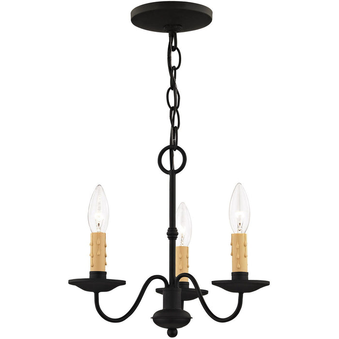 12" Three Light Dimmable Chandelier With Shades - Black