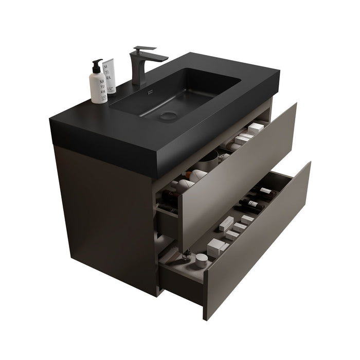 Modern Giga Alice bathroom vanity with wall-mounted design, large storage, and integrated sink basin without drain or faucet.