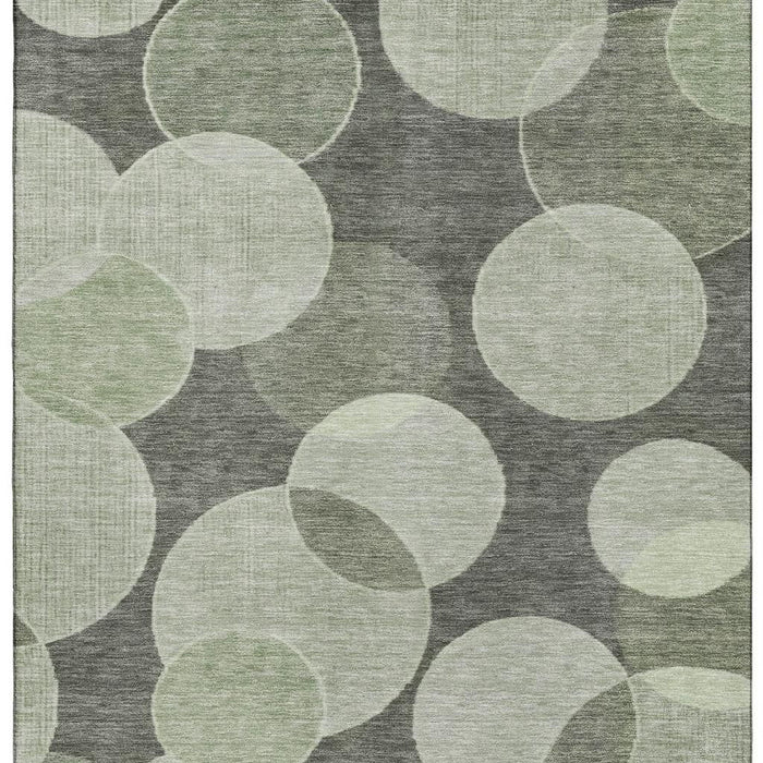 10' X 14' Geometric Washable Area Rug With UV Protection (700151) - Artichoke Green / Gray