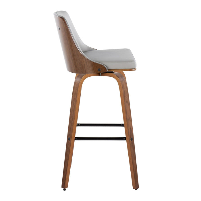 Gianna - 30" Fixed-Height Barstool (Set of 2) - Walnat And Pearl Silver