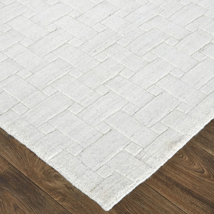 10' x 14' Striped Hand Woven Area Rug - White And Silver