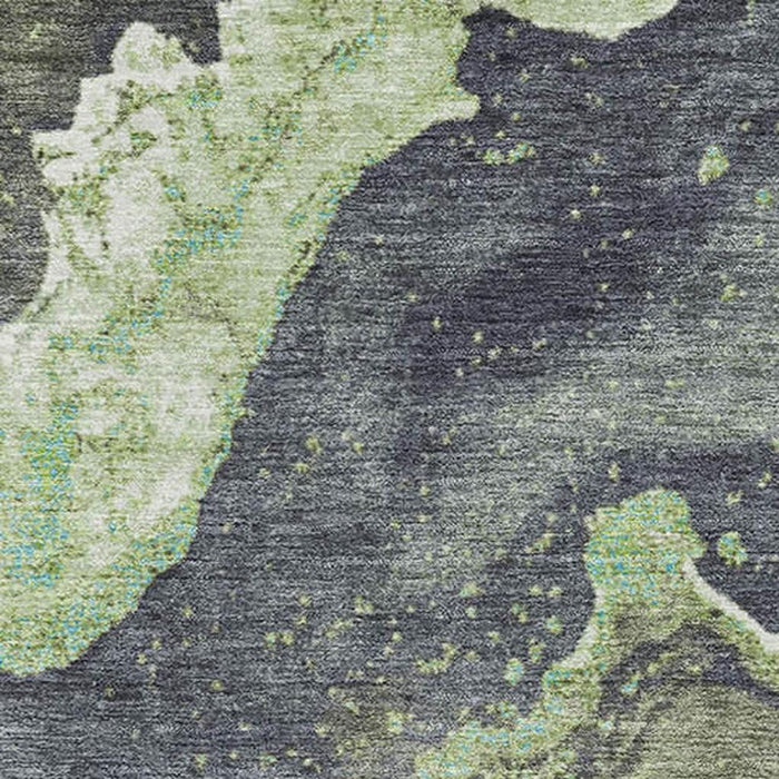 10' X 14' Abstract Washable Area Rug With UV Protection (707713) - Artichoke Green / Gray / Ivory