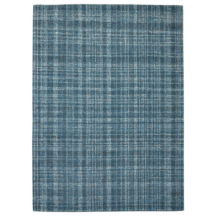 9' X 12' Wool Plaid Hand Tufted Area Rug - Turquoise