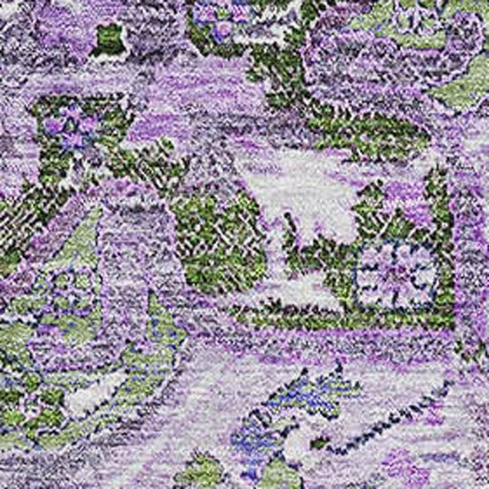 9' X 12' Floral Medallion Washable Area Rug With UV Protection - Olive Green