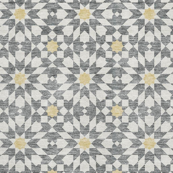 10' X 14' Geometric Washable Area Rug With UV Protection - Gray