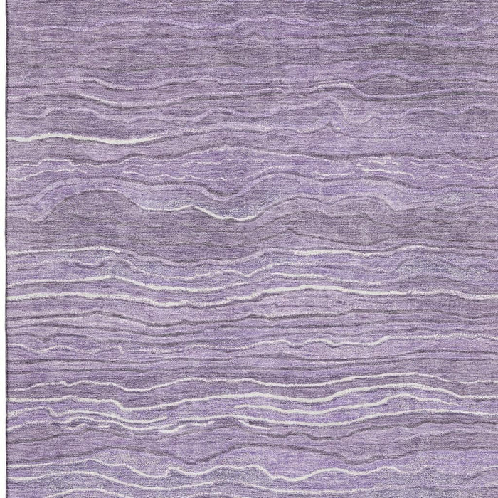 10' X 14' Striped Washable Area Rug With UV Protection (697722) - Purple / Ivory