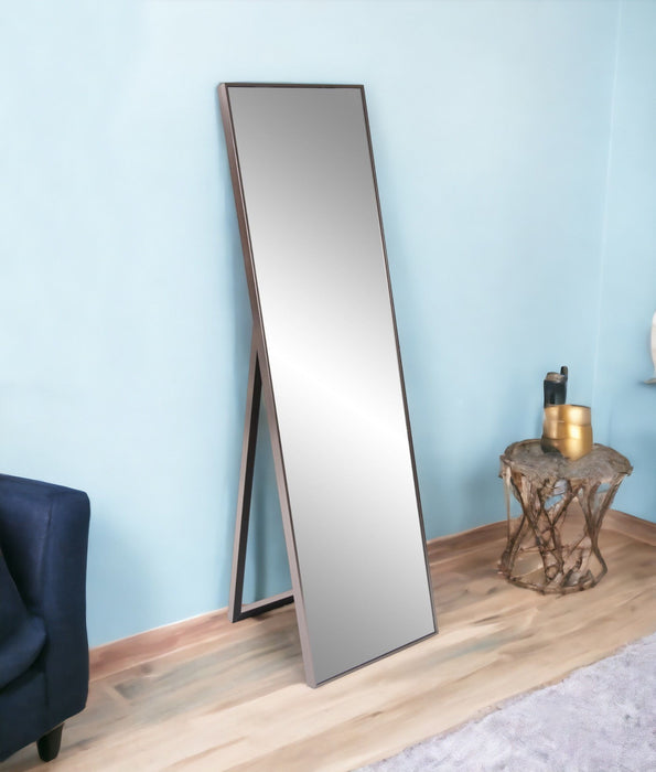 Sleek Brushed Rectangular Full Length Standing Mirror - Brass