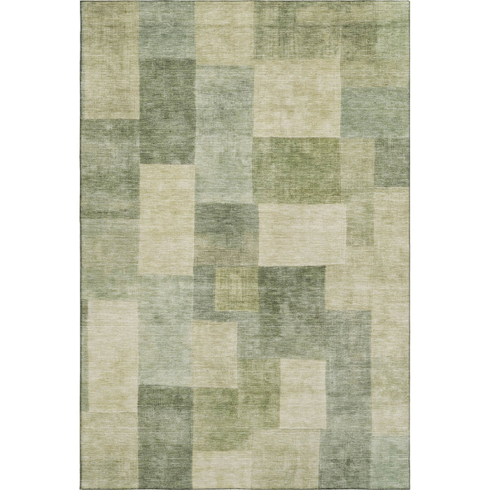 10' X 14' Geometric Washable Area Rug With UV Protection (692589) - Artichoke Green / Beige