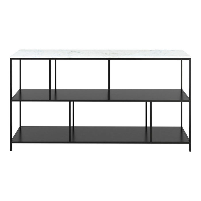 Genuine Marble Console Table With Two Shelves - White / Black