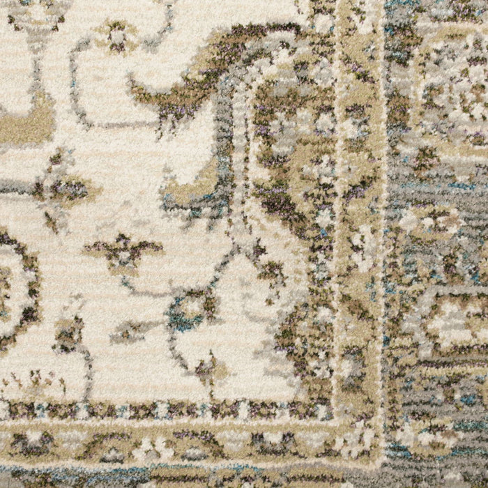 5' x 7' Oriental Power Loom Area Rug - Gray And Ivory