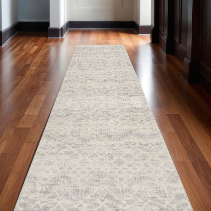 16' Abstract Runner Rug (610277) - Beige / Gray