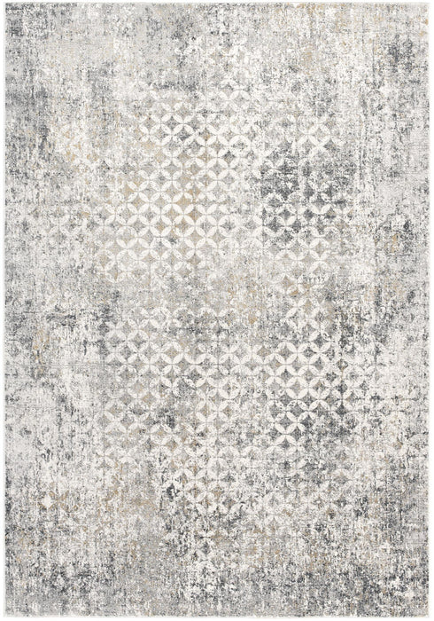 9.2' x 12.5' Abstract Washable Non Skid Viscose Area Rug - Gray