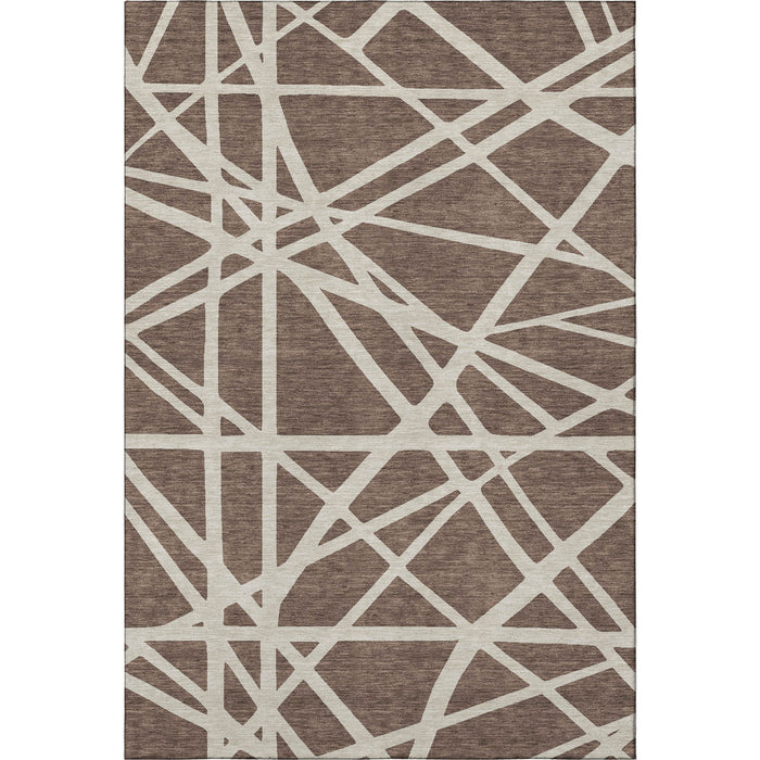 10' X 14' Geometric Washable Area Rug With UV Protection (681581) - Brown / Ivory