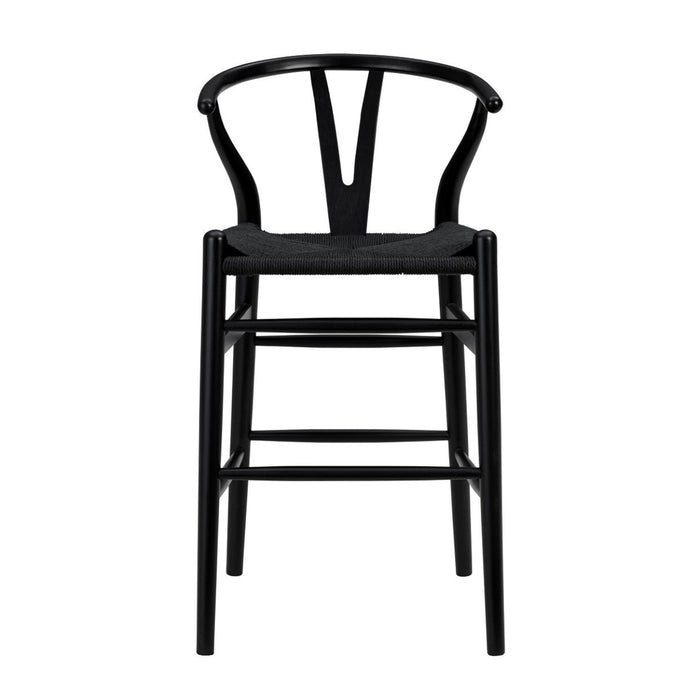 Solid Wood Counter Height Bar Chair - Black