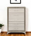 Beige and white 53-inch wood lighted five-drawer dresser from HomeRoots, showcasing the accent chest with illuminated accents.