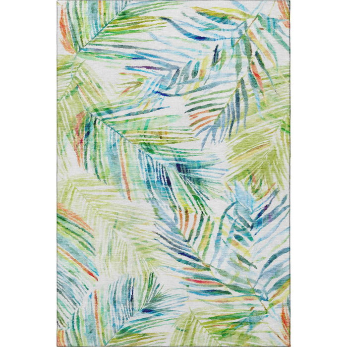 8' X 10' Geometric Washable Area Rug With UV Protection (646329) - Rainbow / Ivory