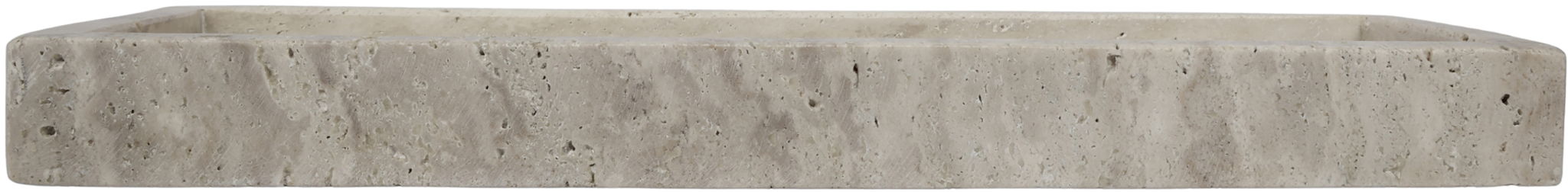 Michael Meridian Furniture travertine tray with raised edges, perfect for serving or decorative display, showcasing a smooth, natural stone surface.