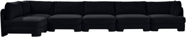 Meridian Furniture Hammond velvet performance fabric 6-piece L-shaped armless sectional sofa in a modern stationary design.