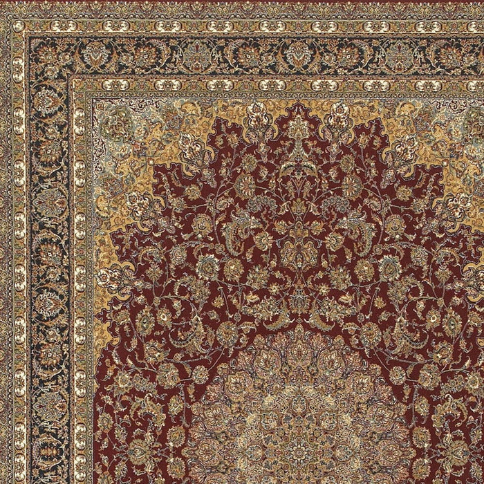 8' X 11' Medallion Area Rug With Fringe (574482) - Ivory / Red / Orange
