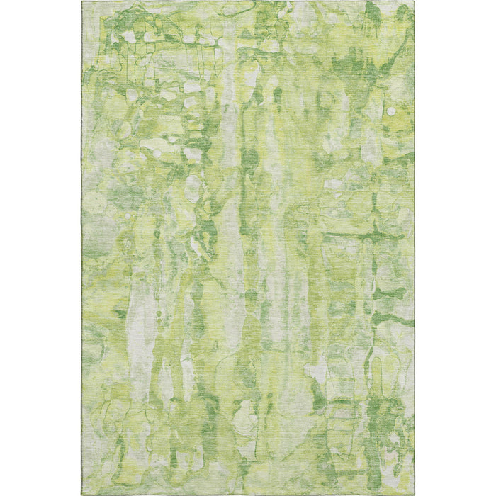 10' X 14' Abstract Washable Area Rug With UV Protection (718514) - Lime Green / Ivory