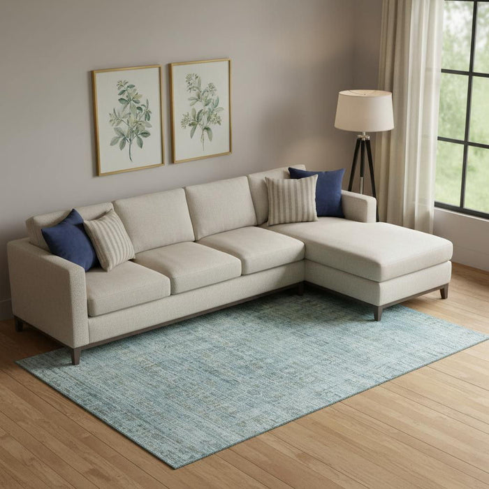10' X 14' Oriental Washable Area Rug With UV Protection (701003) - Sky Blue / Denim Blue