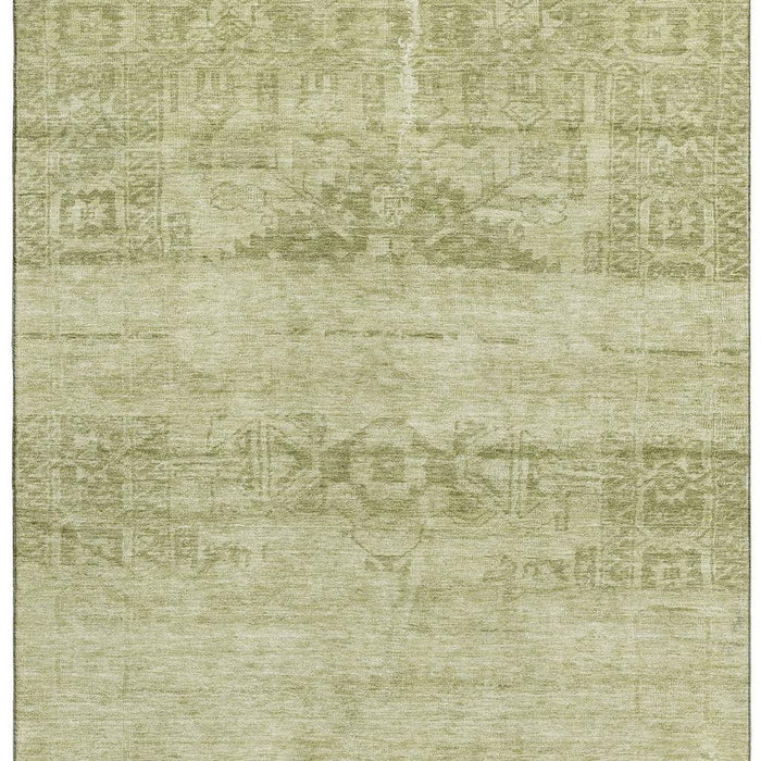 10' X 14' Oriental Washable Area Rug With UV Protection (695924) - Artichoke Green / Beige