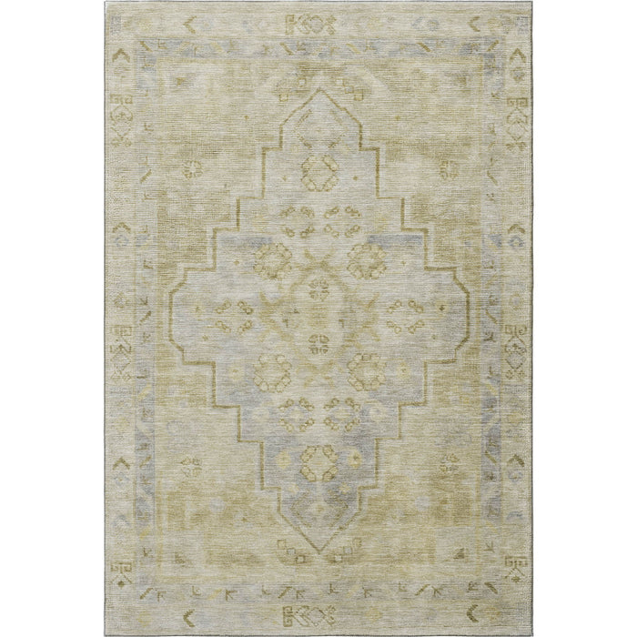 10' X 14' Medallion Washable Area Rug With UV Protection (708061) - Gold / Gray