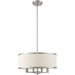 HomeRoots 18-inch four-light dimmable chandelier with pearl silver and nickel shades, showcasing elegant lighting design.