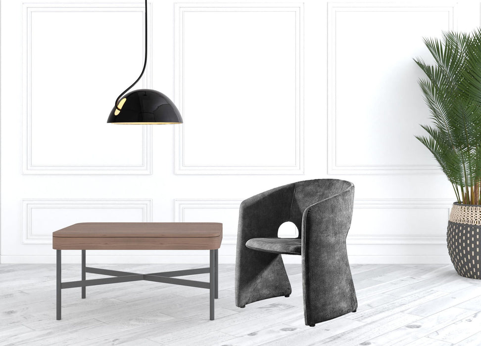 Velvet Solid Color Barrel Chair - Dark Gray