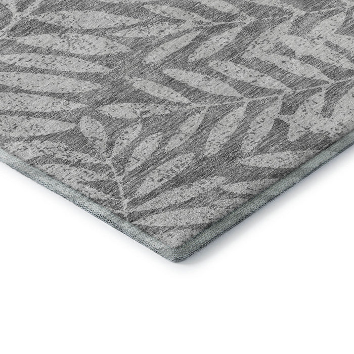 10' X 14' Floral Washable Area Rug With UV Protection (671450) - Gray / Silver