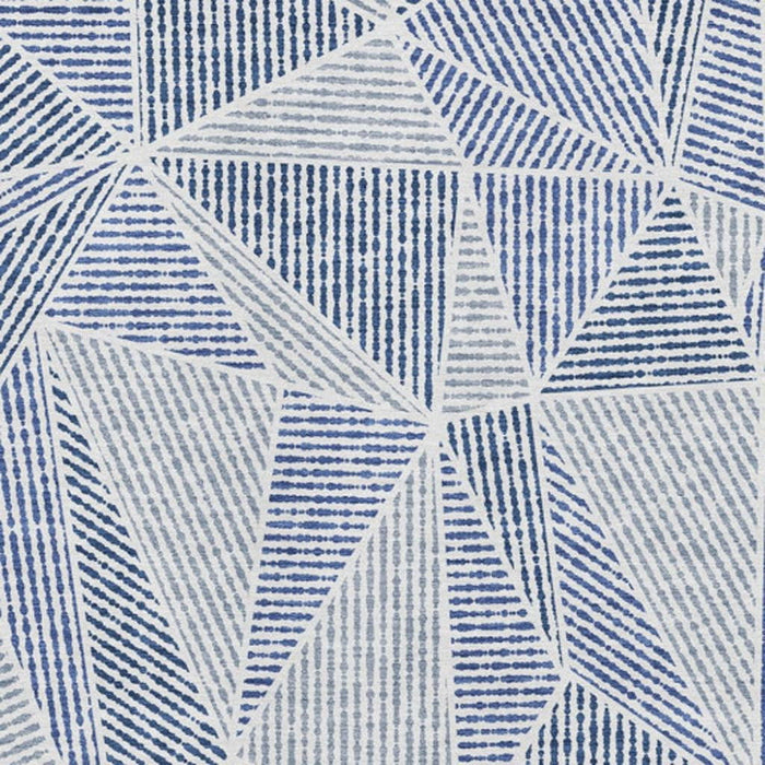 10' X 14' Geometric Washable Area Rug With UV Protection (651971) - Navy Blue / Ivory