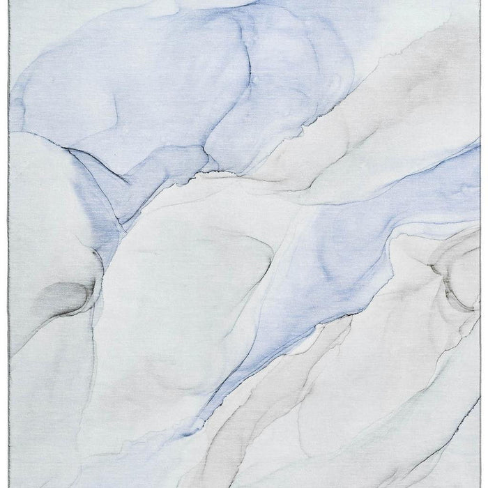 8' X 10' Abstract Washable Area Rug With UV Protection (647132) - Blue / Ivory