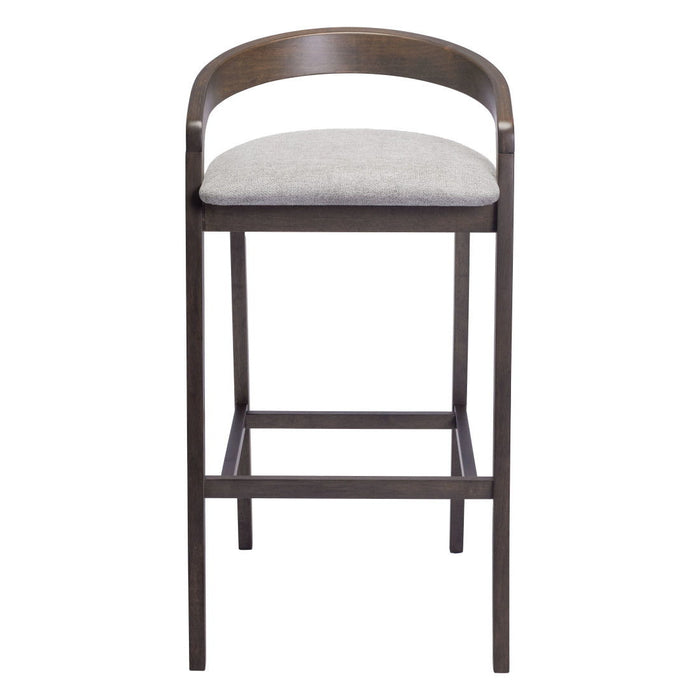 31" Fabric And Solid Wood Low Back Bar Height Bar Chairs (Set of 2) - Gray / Espresso