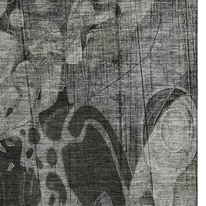 10' X 14' Abstract Distressed Washable Area Rug With UV Protection (648988) - Gray / Ivory