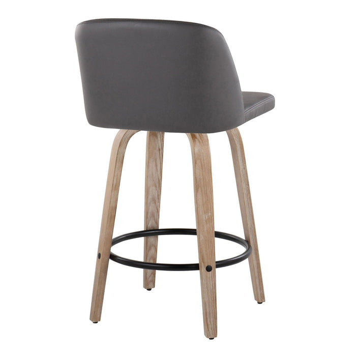 Toriano - 26" Fixed-Height Counter Stool (Set of 2) - Gray And Light Brown