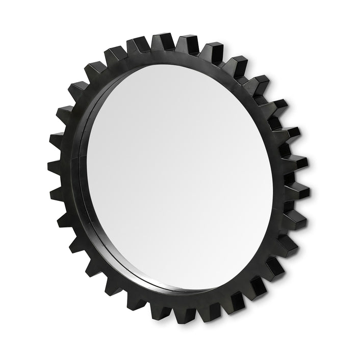 37" Round Metal Frame Wall Mirror - Black