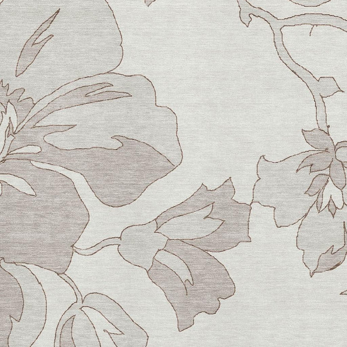 10' X 14' Floral Washable Area Rug With UV Protection (667987) - Ivory / Gray