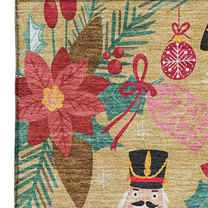 10' X 14' Abstract Geometric Washable Area Rug With UV Protection (702026) - Gold / Red / Black