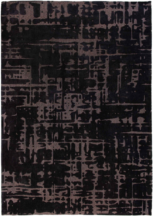 5' Abstract Washable Round Rug (548688) - Black / Gray
