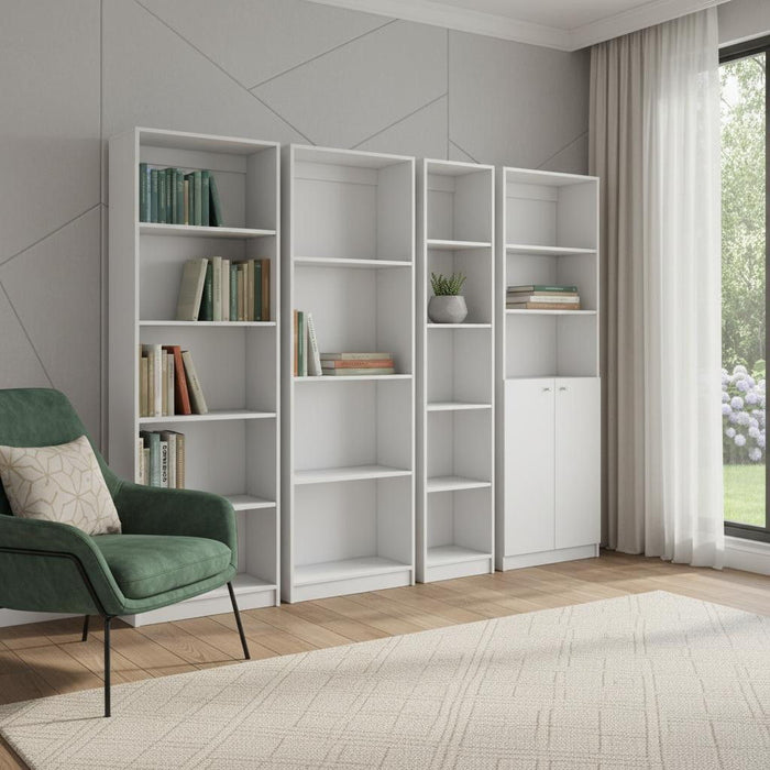 Seventeen Tier Modular Bookcase With Two Doors (Set of 4) - White