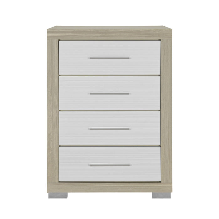 31" Wood Four Drawer Dresser - Natural And White