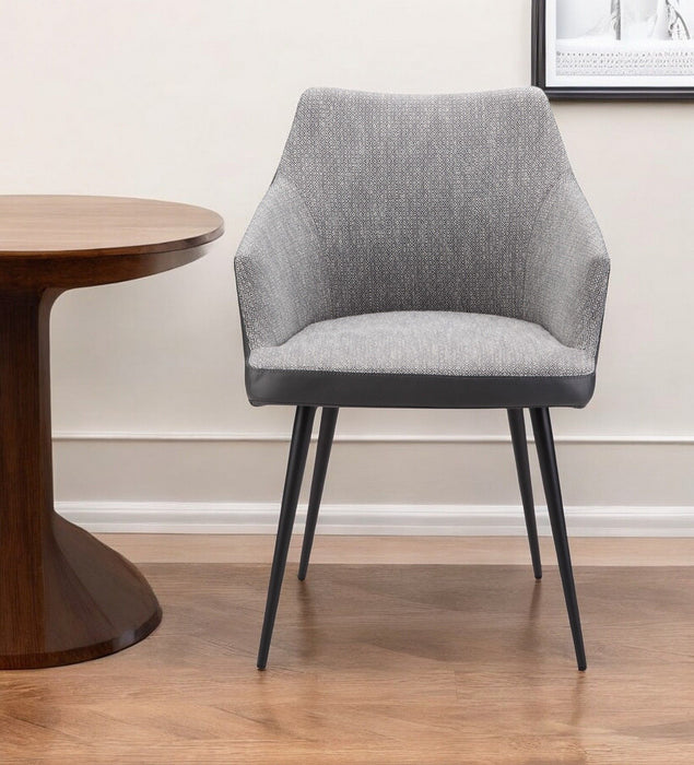 Faux Leather Steel Dining Arm Chair - Gray / Black